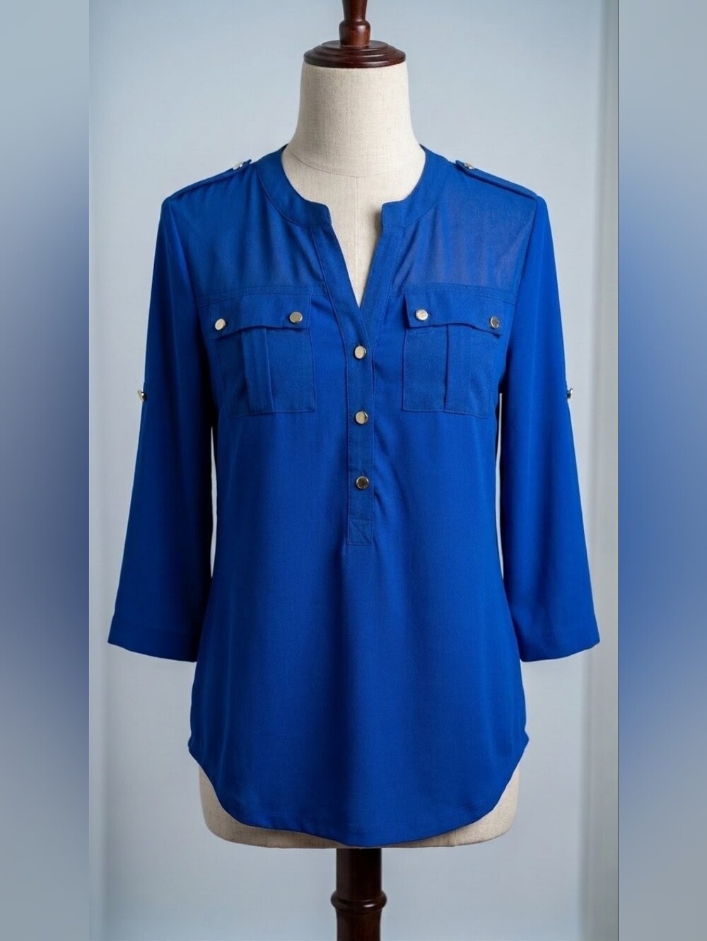 Carmen Long Sleeve Royal Blue Blouse Small